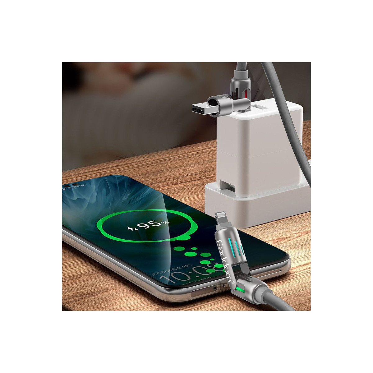 Earldom IC02 4in1 240W Type-C to Type-C Ekstra 2.4A USB to Lightning ve 30W Type-C to Lightninge Dönüşme Özellikli PD Hızlı Şarj Kablosu – Gri görseli 6