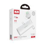 Earldom PD46 5.000 mAh 20W Dahili Type-C Çıkışlı Ekstra Dahili 2.5W Saat Şarj Kablolu PD Hızlı Şarj Mini Powerbank - Siyah - Görsel 5