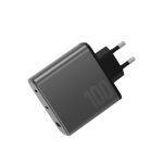 Energea AmpCharge GaN100 2 Adet 100W Type-C ve 30W USB 3.0 Çıkışlı Hızlı Şarj Aleti - Koyu Gri