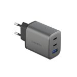 Energea AmpCharge GaN65 2 Adet 65W Type-C ve 30W USB 3.0 Çıkışlı Hızlı Şarj Aleti - Koyu Gri