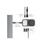 Energea Widock Plus Qi2 Kablosuz Şarj Destekli 7in1 4K Type-C Hub Dönüştürücü - Koyu Gri - Görsel 4