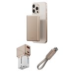 Energea X Bazic Travel Kit Universal TravelWorld 25W Adaptör AluPac 10.000 mAh Powerbank ve AluCable 15 CM 60W USB to Lightning Kablolu Set Travel Çanta - Gold