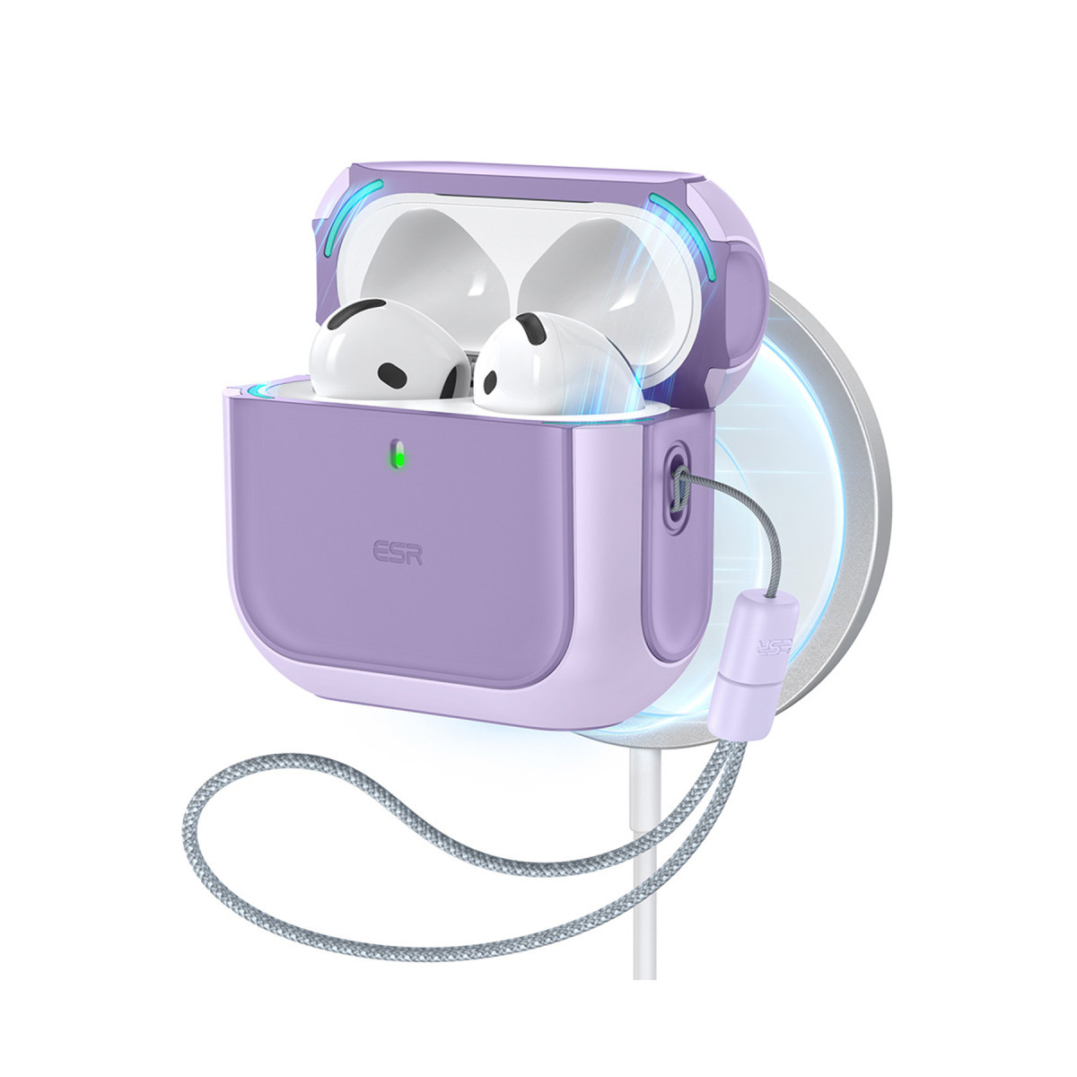 esr-airpods-4-4nesil-orbit-hybrid-magsafe-sarj-destekli-kilif-mor-web ESR Apple Airpods 4 (4.nesil) Orbit Hybrid Magsafe Şarj Destekli Kılıf - Lila - Görsel 1