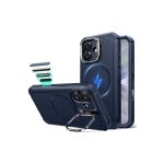 ESR Apple iPhone 17 Cyber Tough Magsafe Stantlı Kapak - Lacivert - Görsel 2