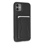 HDD Apple iPhone 11 Kılıf HD Deri Luxury Magnet Kartvizitli Kapak - Siyah