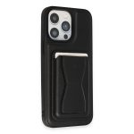 HDD Apple iPhone 14 Pro Kılıf HD Deri Luxury Magnet Kartvizitli Kapak - Siyah