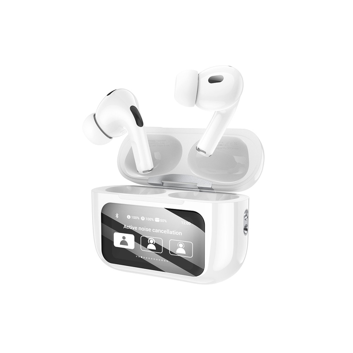 Hoco. EW72 BT 5.4 Aktif Gürültü Engelleyici Özellikli Dijital Dokunmatik Ekranlı Airpods Bluetooth Kulaklık – Beyaz görseli 2