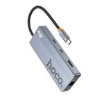 Hoco. HB52 Wow 8in1 100W PD 100 Mbps Ethernet 4K Hub Dönüştürücü - Gri - Görsel 3