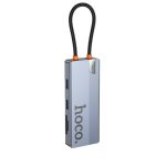 Hoco. HB52 Wow 8in1 100W PD 100 Mbps Ethernet 4K Hub Dönüştürücü - Gri - Görsel 4