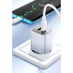 Hoco. N46 Glorious 1 Adet Type-C ve 1 Adet USB Çıkışlı Ekstra Type-C to Type-C Kablolu 20W PD Hızlı Şarj Aleti - Beyaz - Görsel 3