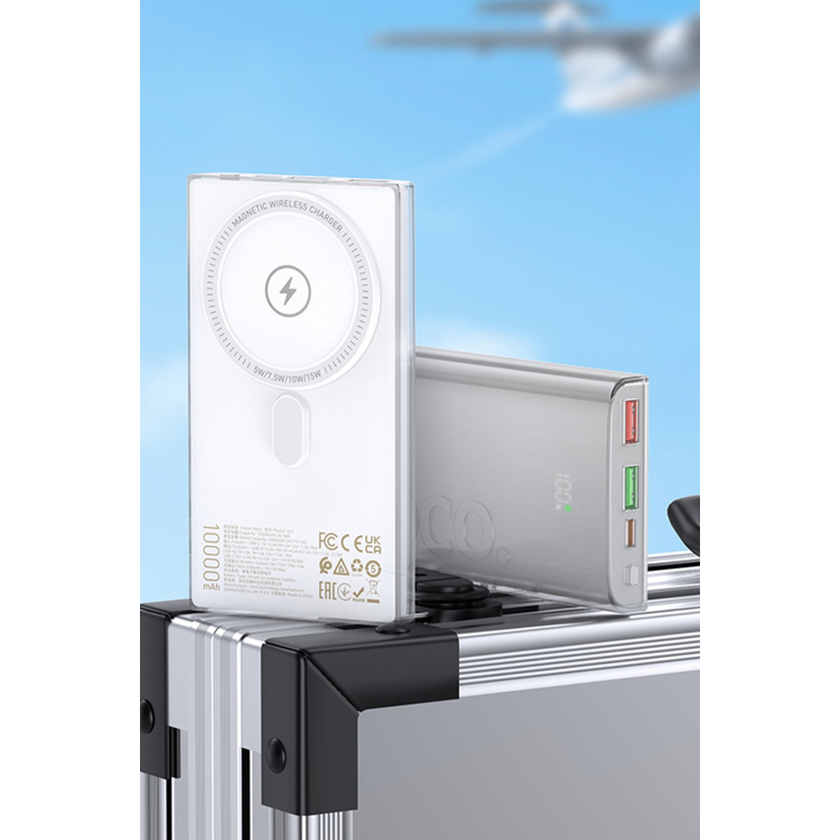Hoco. Q22 Taurus 22.5W PD 20W Magsafe Dijital Ekranlı Powerbank – Gri görseli 3