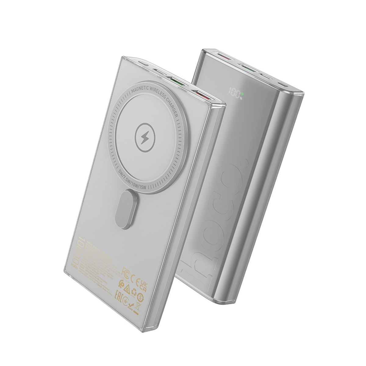 Hoco. Q22 Taurus 22.5W PD 20W Magsafe Dijital Ekranlı Powerbank – Gri görseli 1