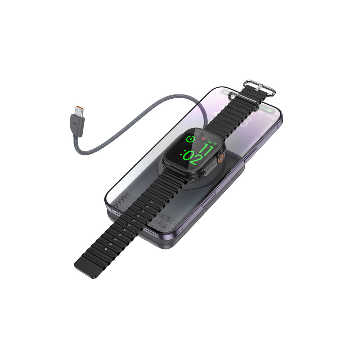 Hoco. Q43 Clever 3in1 10.000 mAh PD 20W Standlı Magsafe Powerbank – Gri görseli 2