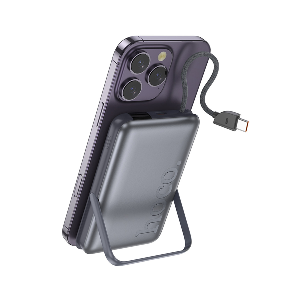 Hoco. Q43 Clever 3in1 10.000 mAh PD 20W Standlı Magsafe Powerbank – Gri görseli 4