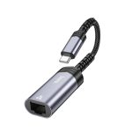 Hoco. UA26 Tak Çalıştır Type-C to RJ45 100 Mbps Ethernet Dönüştürücü - Gri - Görsel 2