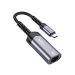 Hoco. UA26 Tak Çalıştır Type-C to RJ45 1000 Mbps Ethernet Dönüştürücü - Gri