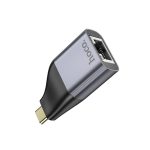 Hoco. UA35 Tak Çalıştır Type-C to RJ45 100Mbps Ethernet Dönüştürücü - Gri - Görsel 2
