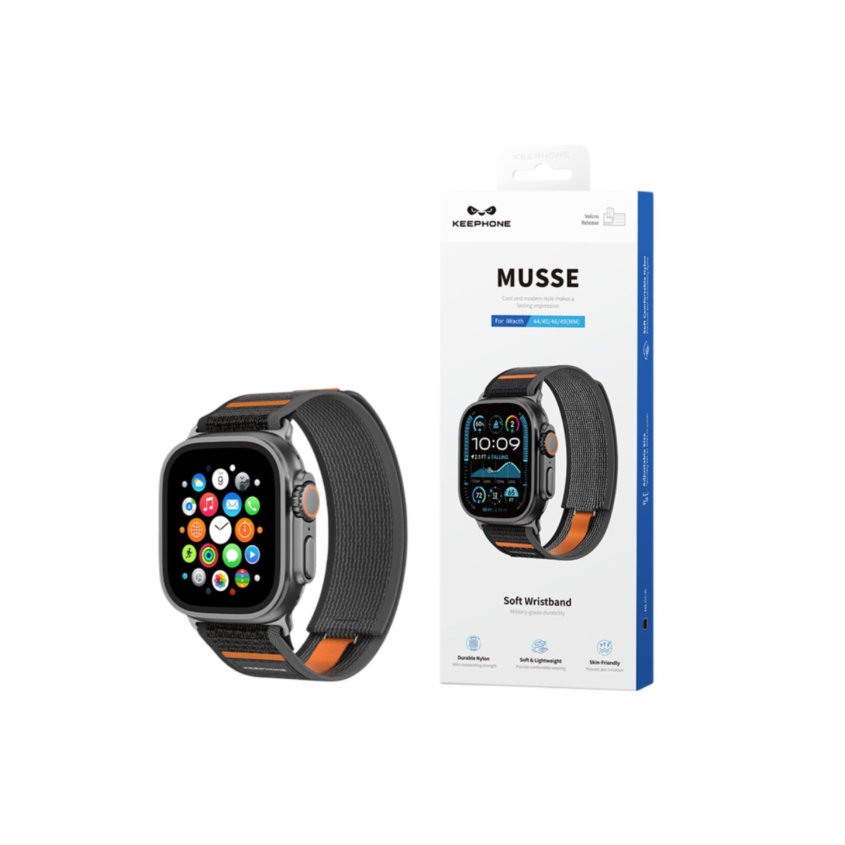 Keephone Apple Watch Ultra 2 49mm Musse Kumaş Kordon – Lacivert görseli 6