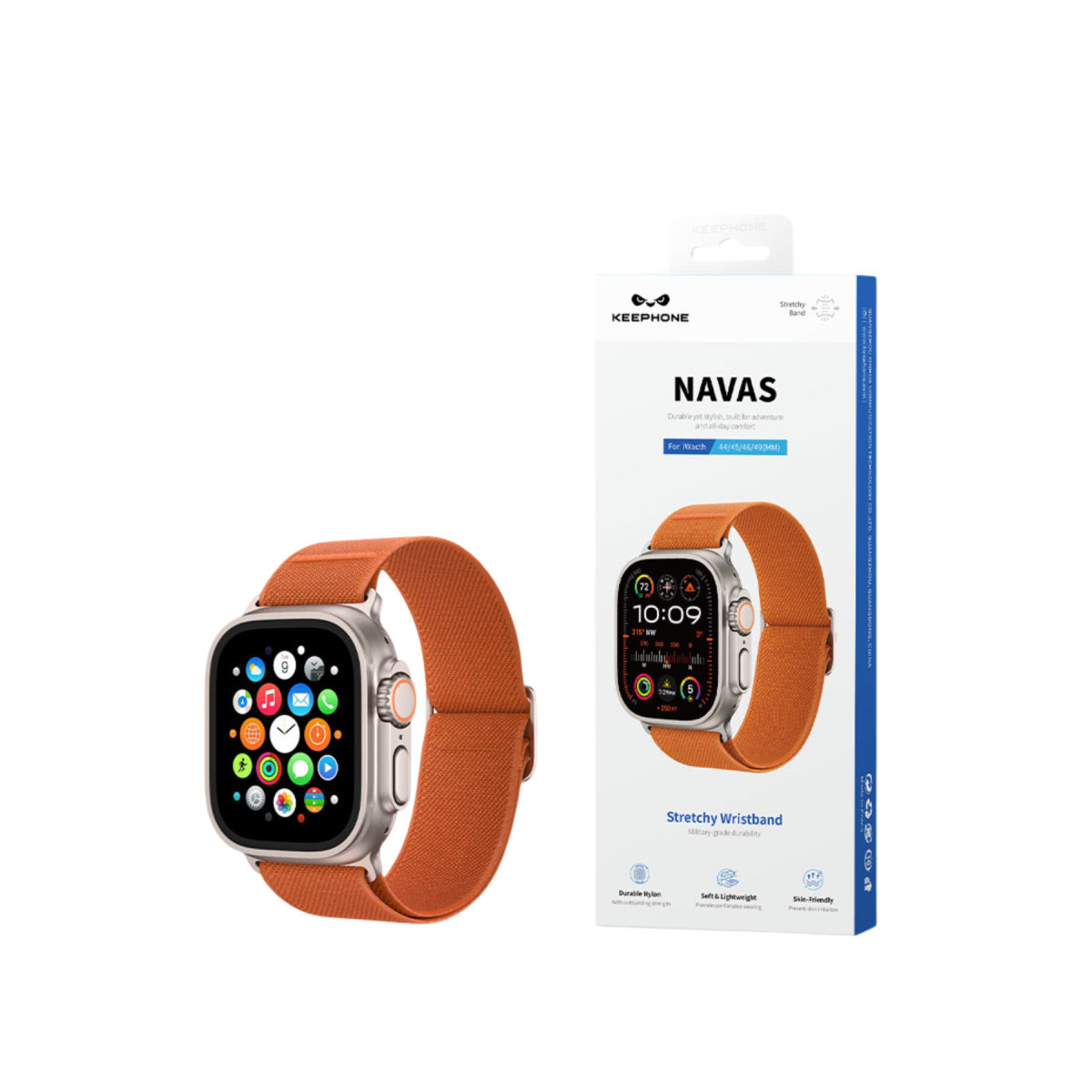 Keephone Apple Watch Ultra 2 49mm Navas Kumaş Kordon – Siyah görseli 7