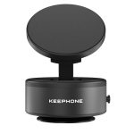 Keephone CR107 Vantuzlu 360 Derece Ayarlanabilir Kablosuz Şarj Destekli Manyetik Magsafe Telefon Tutucu - Siyah