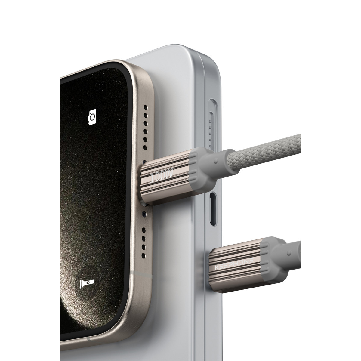 Keephone Magcoil 1M 100W Örgülü Type-C to Type-C Mıknatıslı PD Hızlı Şarj Data Kablosu – Siyah görseli 3