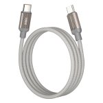 Keephone Magcoil 1M 100W Örgülü Type-C to Type-C Mıknatıslı PD Hızlı Şarj Data Kablosu - Titanyum