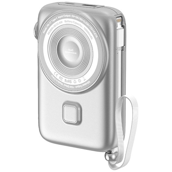 Keephone PB17 RapidPower 10.000 mAh 20W Type-C 20W Lightning 22.5W USB 15W Kablosuz Şarj PD Magsafe Powerbank - Gümüş
