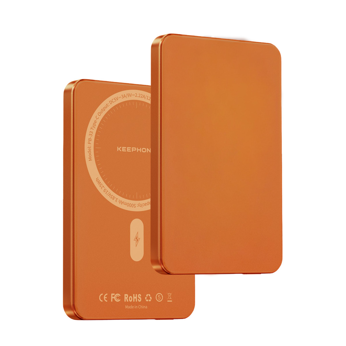 keephone-pb33-lucci-5000-mah-20w-type-c-15w-kablosuz-sarj-pd-magsafe-powerbank-turuncu-web Keephone PB33 Lucci 5.000 mAh 20W Type-C 15W Kablosuz Şarj PD Magsafe Powerbank - Turuncu - Görsel 1