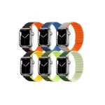 Movenchy Apple Watch 42mm MO-WB1 Çift Renk Mıknatıslı Silikon Kordon - Siyah-Sarı - Görsel 3