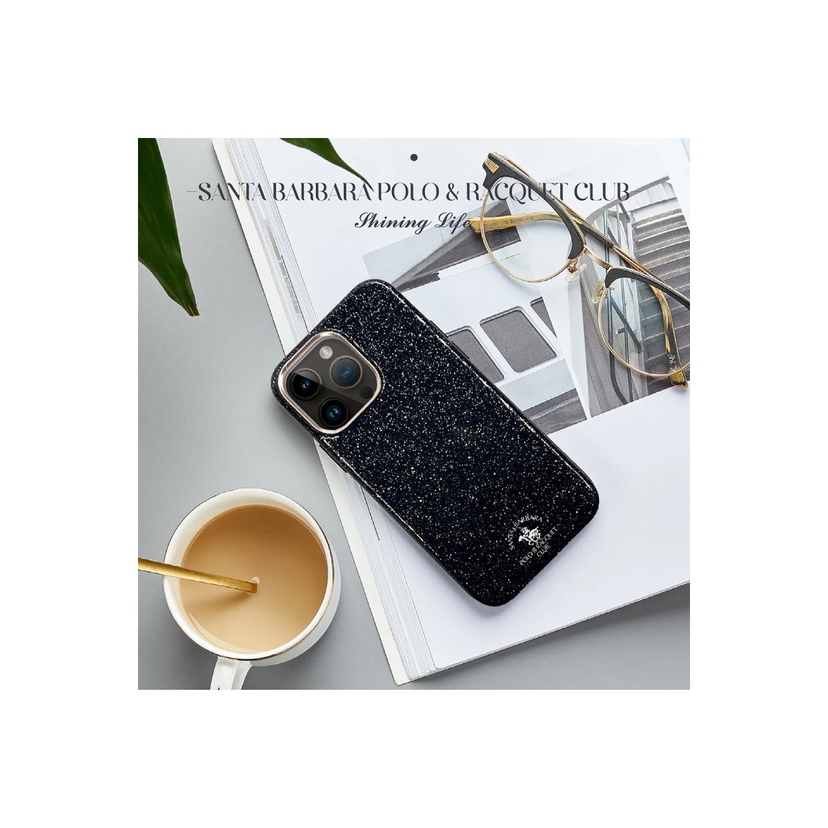 Santa Barbara Polo Racquet Club Apple iPhone 15 Aurora Simli Kapak – Gümüş görseli 4
