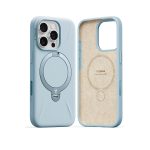 Torras Apple iPhone 16 Pro Max O Stand Spin Silicone Serisi Magsafe Kılıf - Açık Mavi