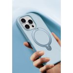 Torras Apple iPhone 16 Pro Max O Stand Spin Silicone Serisi Magsafe Kılıf - Açık Mavi - Görsel 4