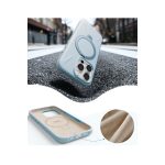 Torras Apple iPhone 16 Pro Max O Stand Spin Silicone Serisi Magsafe Kılıf - Açık Mavi - Görsel 5