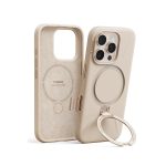 Torras Apple iPhone 16 Pro Max O Stand Spin Silicone Serisi Magsafe Kılıf - Çöl Titanyum - Görsel 2