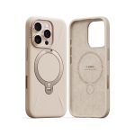 Torras Apple iPhone 16 Pro O Stand Spin Silicone Serisi Magsafe Kılıf - Çöl Titanyum