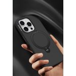 Torras Apple iPhone 16 Pro O Stand Spin Silicone Serisi Magsafe Kılıf - Siyah - Görsel 4