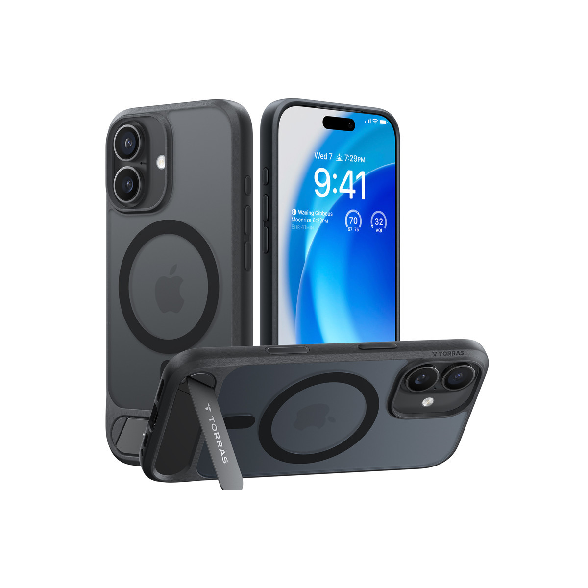 Torras Apple iPhone 17 P Stand Serisi Magsafe Kılıf – Siyah görseli 1
