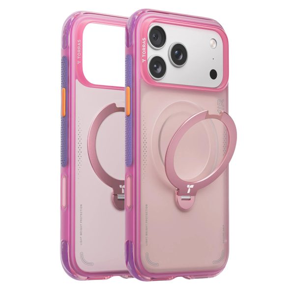Torras Apple iPhone 17 Pro Max O Stand Spin Air Serisi Magsafe Kılıf - Pembe