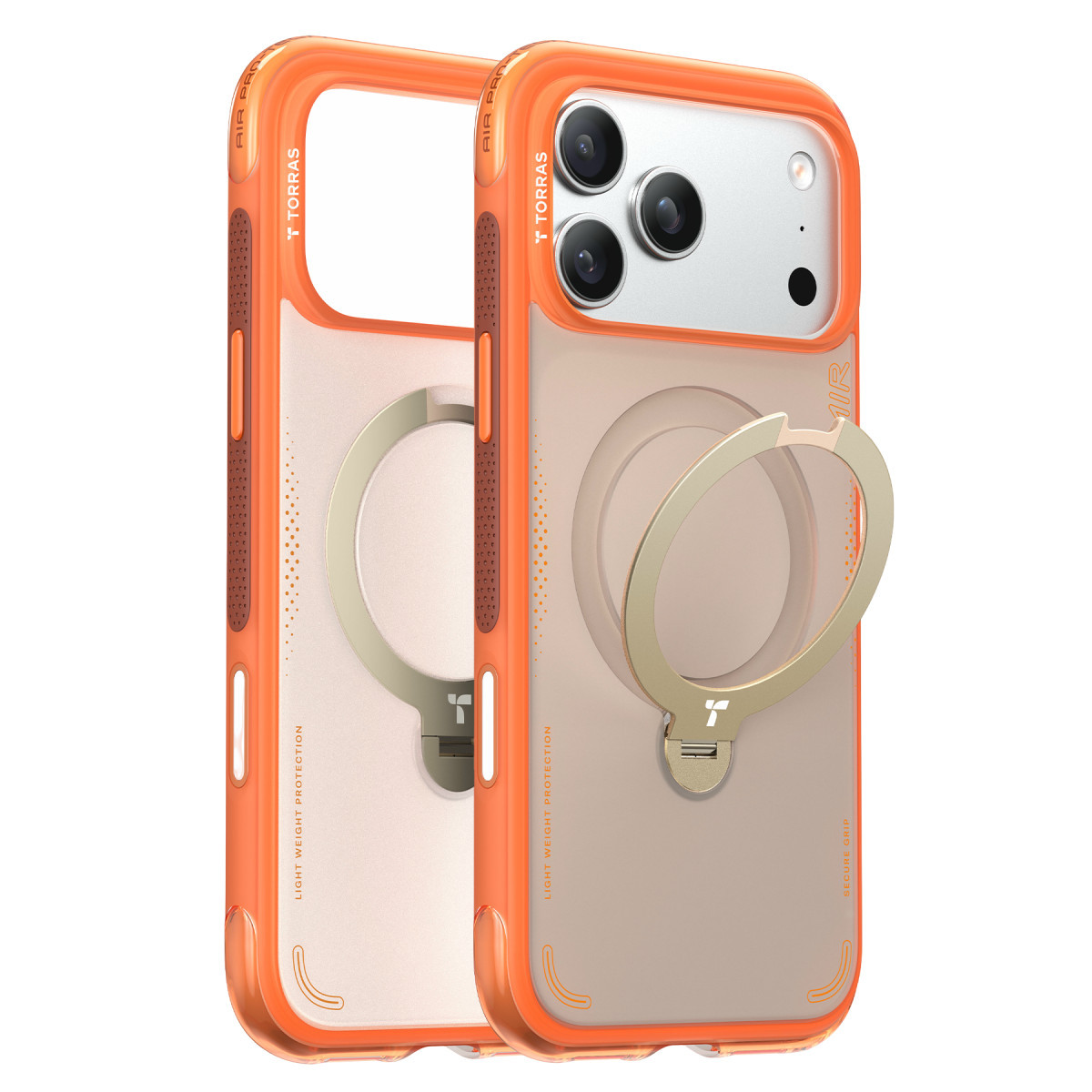 Torras Apple iPhone 17 Pro Max O Stand Spin Air Serisi Magsafe Kılıf – Turuncu görseli 1
