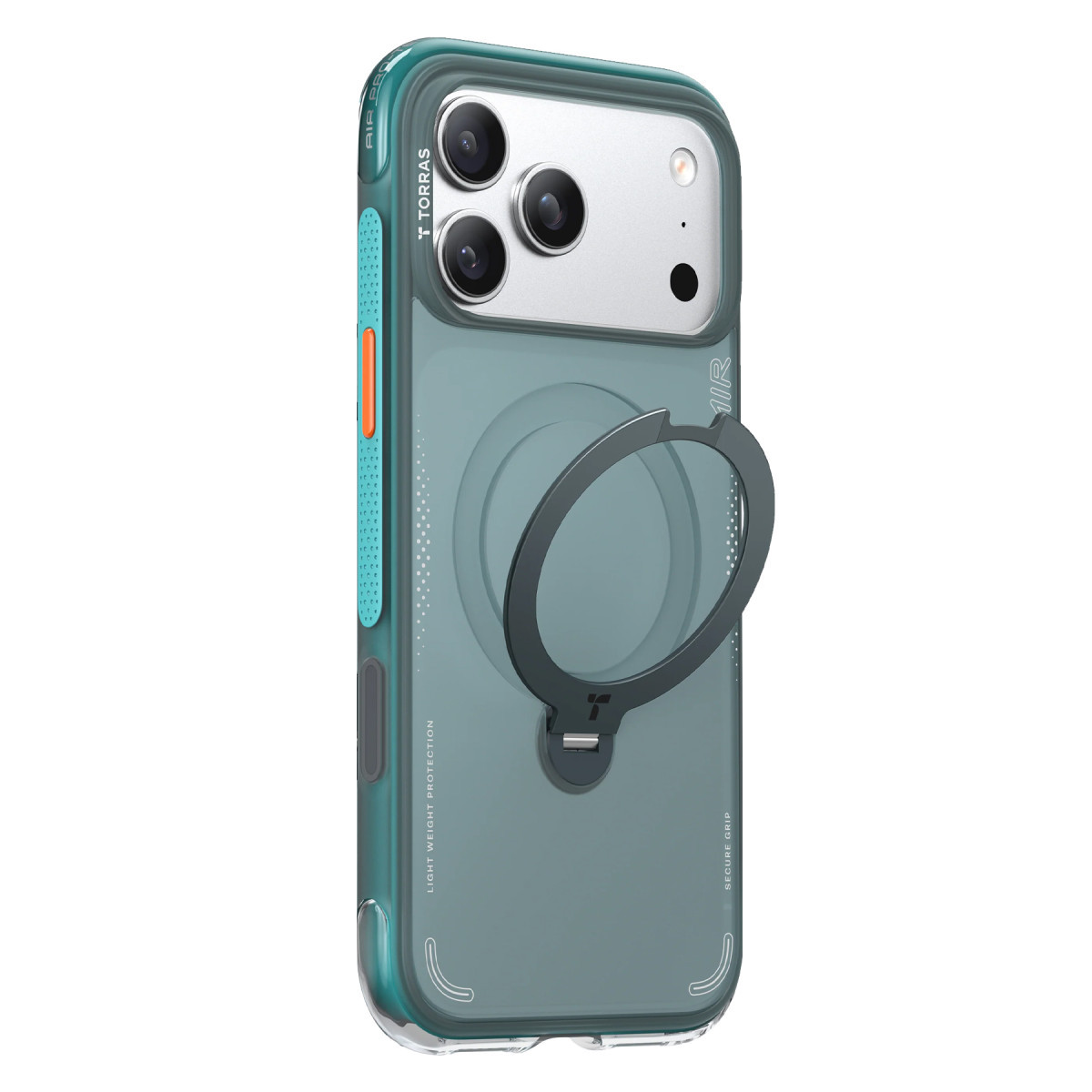 Torras Apple iPhone 17 Pro Max O Stand Spin Air Serisi Magsafe Kılıf – Yeşil-Mavi görseli 2