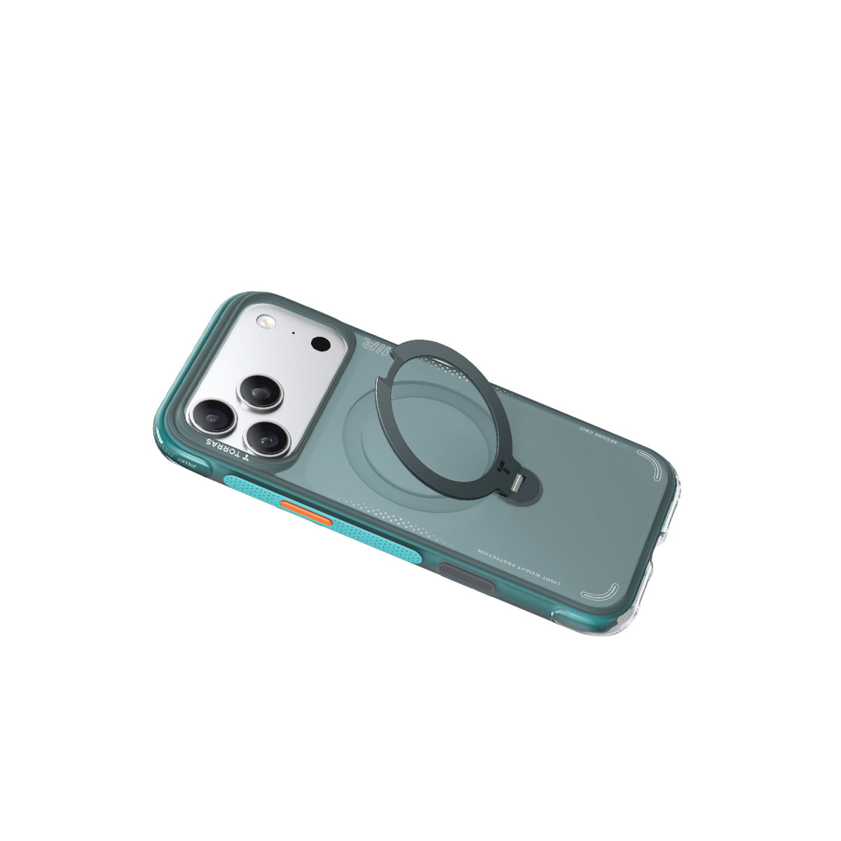 Torras Apple iPhone 17 Pro Max O Stand Spin Air Serisi Magsafe Kılıf – Yeşil-Mavi görseli 3