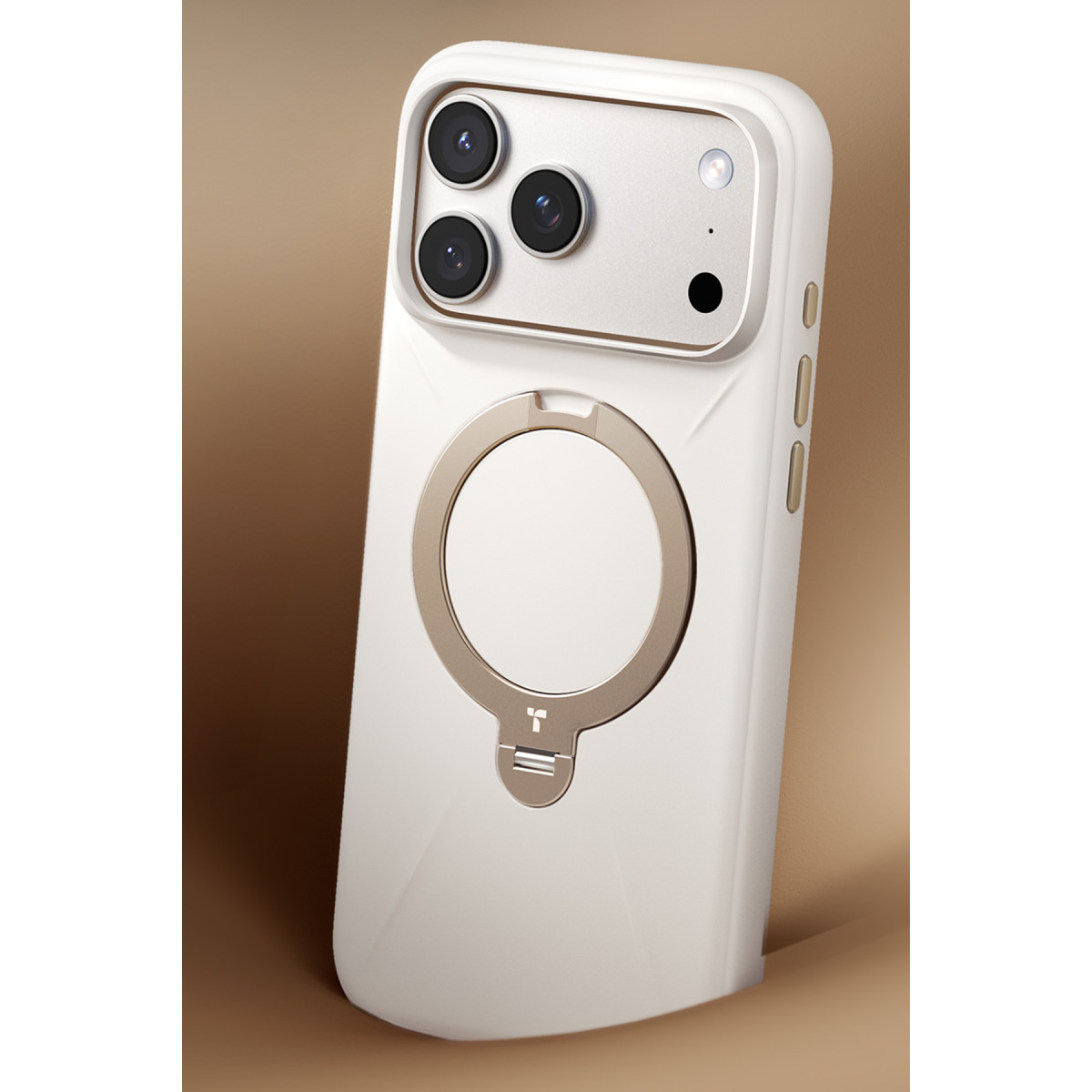 Torras Apple iPhone 17 Pro Max O Stand Spin Silicone Serisi Magsafe Kılıf – Beyaz görseli 3