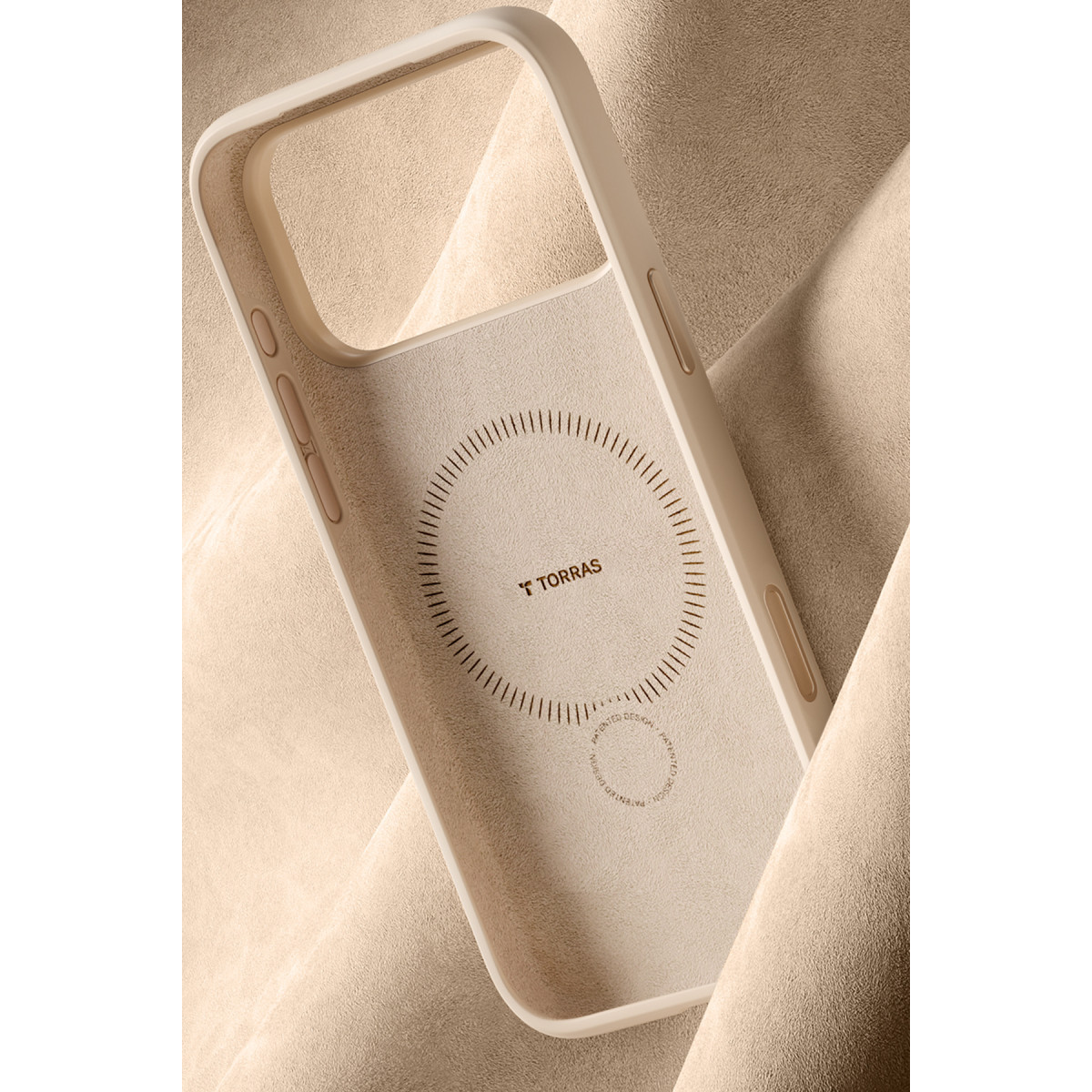 Torras Apple iPhone 17 Pro Max O Stand Spin Silicone Serisi Magsafe Kılıf – Krem görseli 6