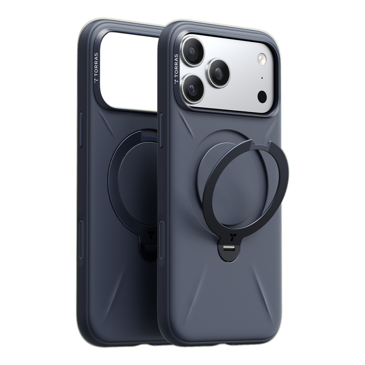 Torras Apple iPhone 17 Pro Max O Stand Spin Silicone Serisi Magsafe Kılıf – Lacivert görseli 1