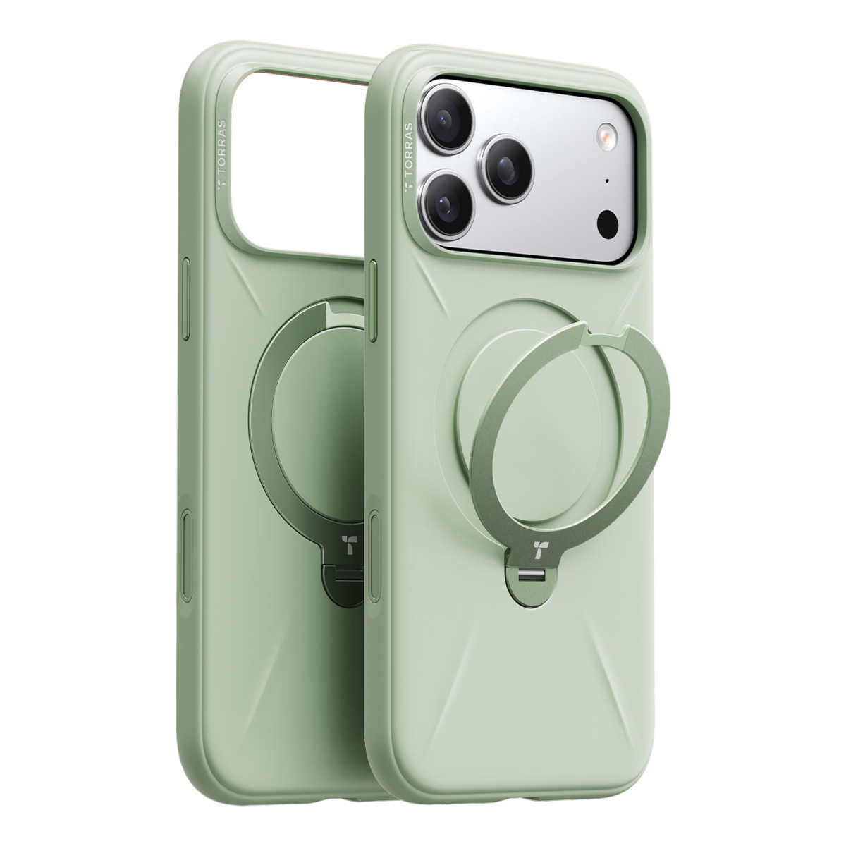Torras Apple iPhone 17 Pro Max O Stand Spin Silicone Serisi Magsafe Kılıf – Yeşil görseli 1