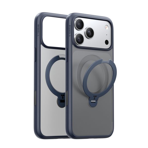 Torras Apple iPhone 17 Pro Max O Stand Spin Serisi Magsafe Kılıf - Lacivert
