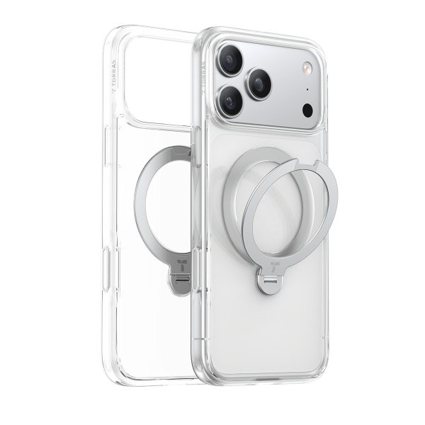 Torras Apple iPhone 17 Pro Max O Stand Spin Serisi Magsafe Kılıf - Şeffaf