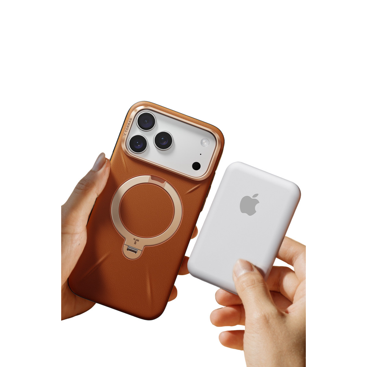 Torras Apple iPhone 17 Pro Max O Stand Spin VegSkin Serisi Magsafe Kılıf – Kahverengi görseli 4
