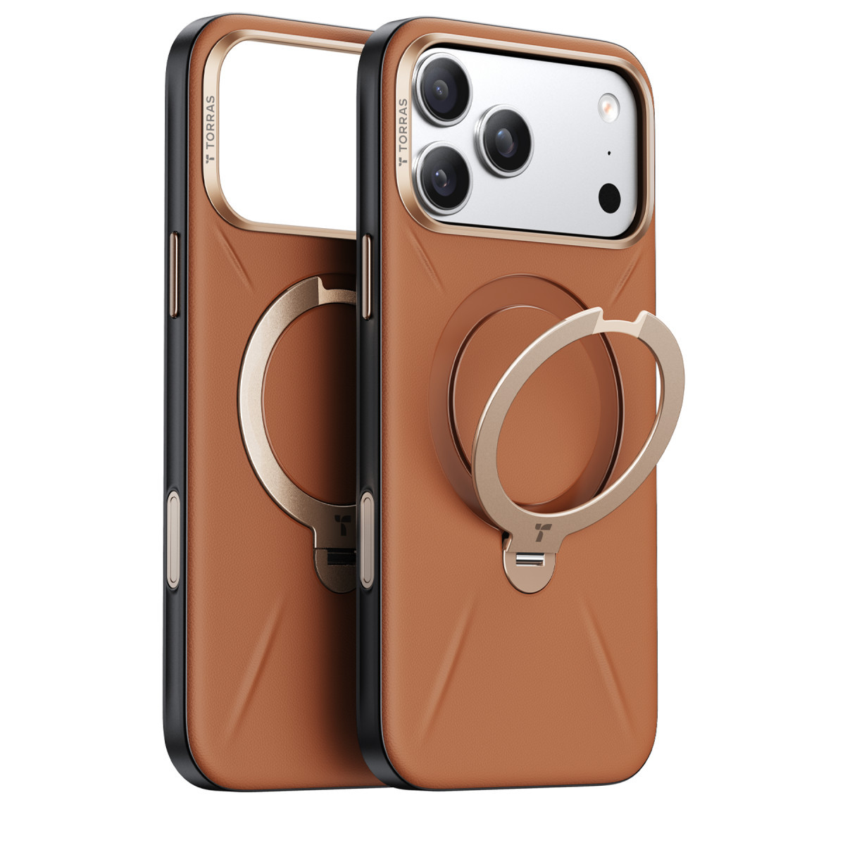 Torras Apple iPhone 17 Pro Max O Stand Spin VegSkin Serisi Magsafe Kılıf – Kahverengi görseli 1