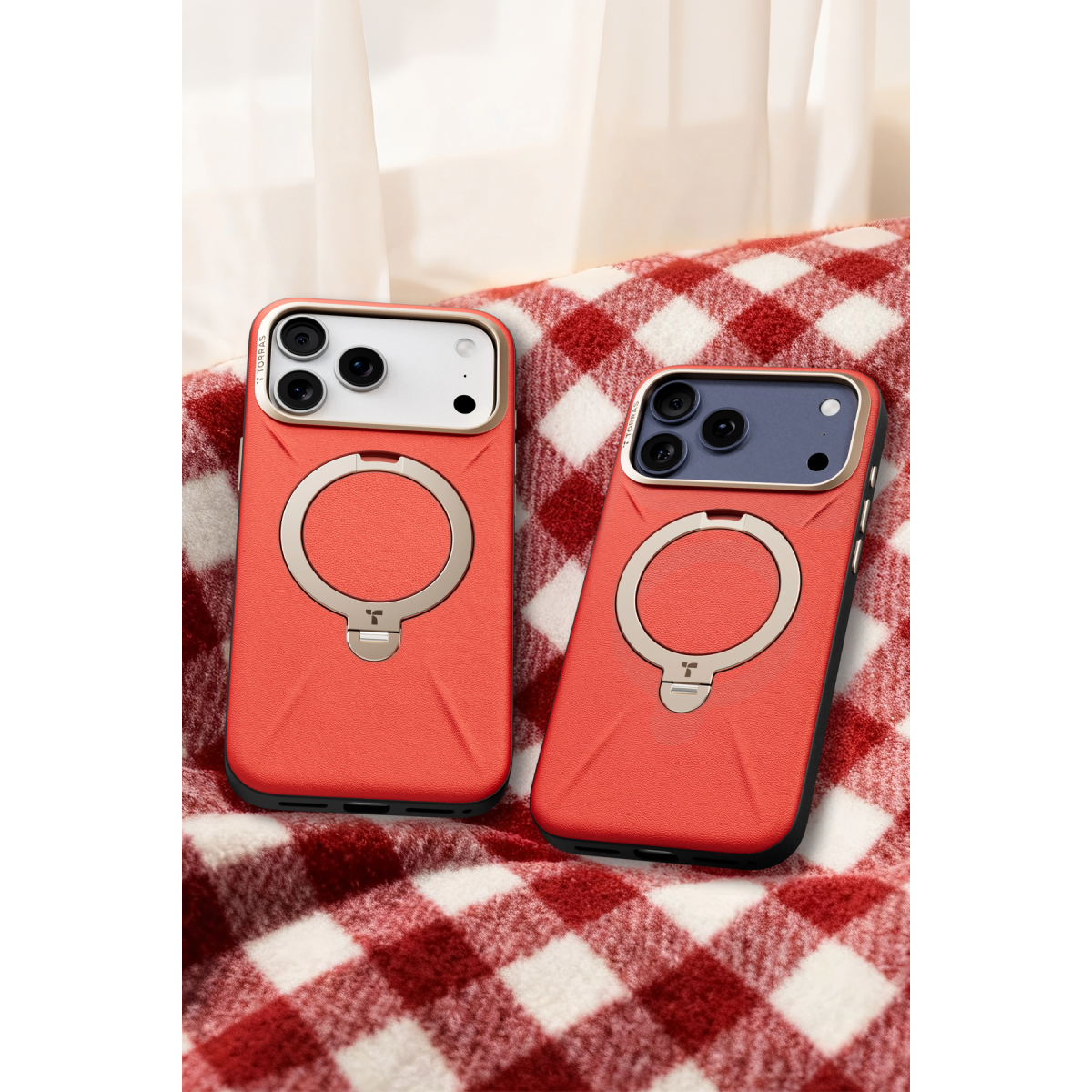 Torras Apple iPhone 17 Pro Max O Stand Spin VegSkin Serisi Magsafe Kılıf – Kırmızı görseli 5